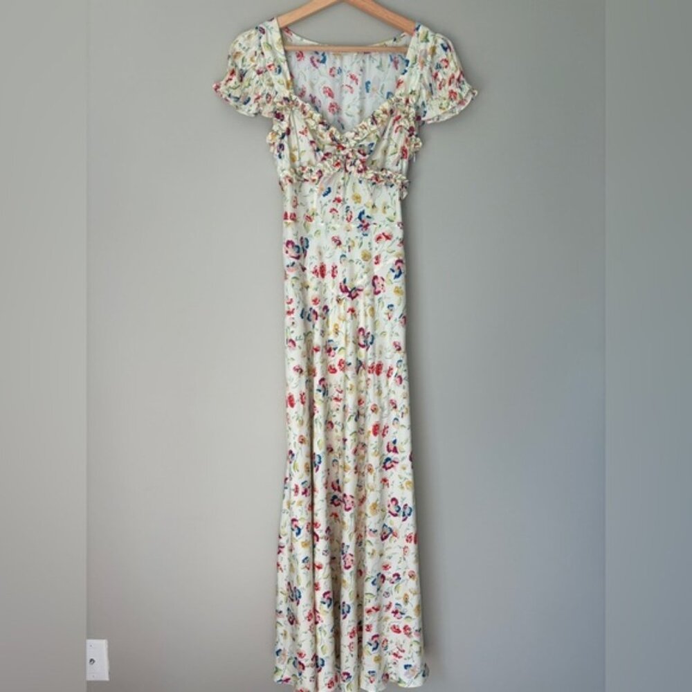 NEW DOEN Valerine SIlk Blend Dress Windswept Blooms Cream Floral | US XS - Picture 7 of 16